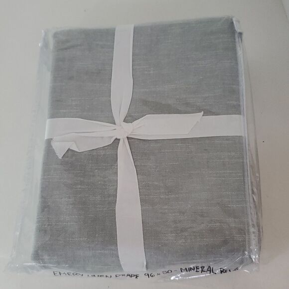 Pottery Barn Emery Linen Curtain Mineral Blue 50" x 96" - Picture 1 of 7